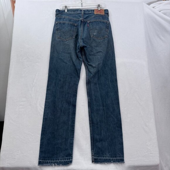 Levis 501 Jeans Mens 34x36 (32x32) Blue Original Fit Straight Leg Button Fly - Picture 14 of 14